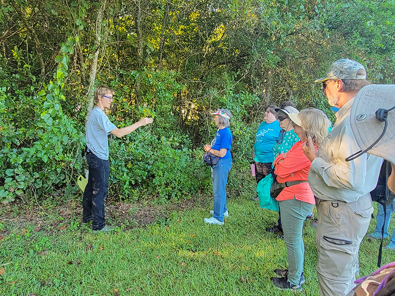 A group of seniors learning about nature.